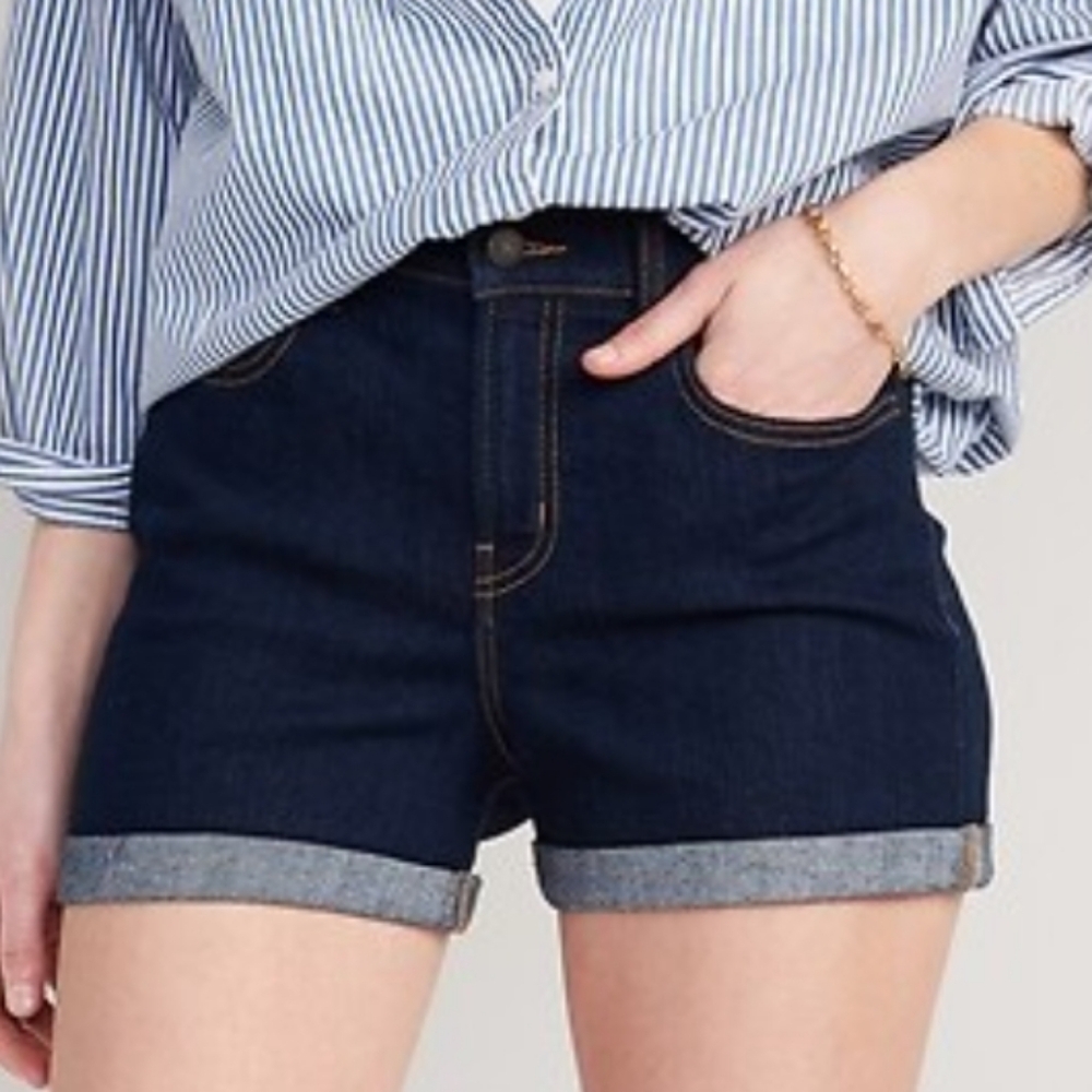 Old Navy Dark Indigo Rolled Hem Denim Shorts